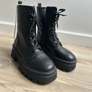 Zip up combat boots